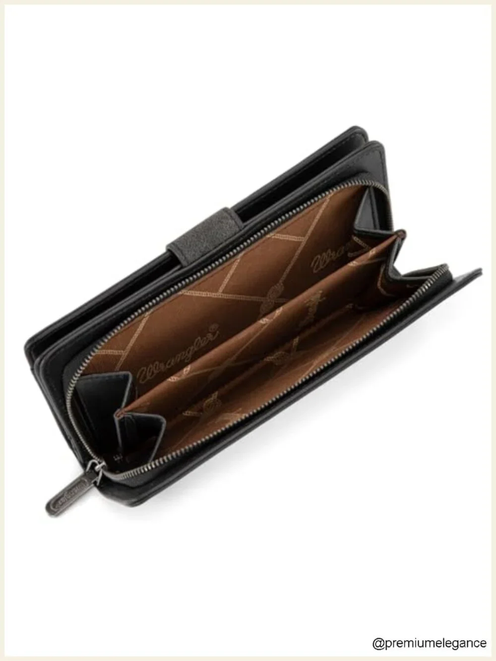 Western Bifold Zipper Wallet with Tooling Flower Design and RFID Blocking